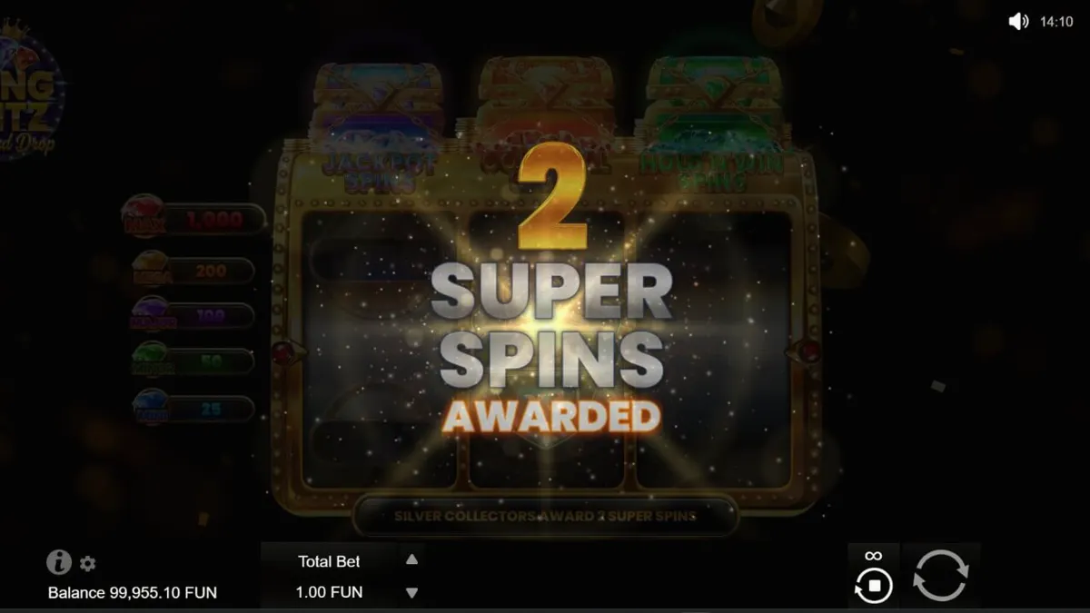 Tampilan antarmuka slot Bling Blitz Diamond Drop pada perangkat seluler